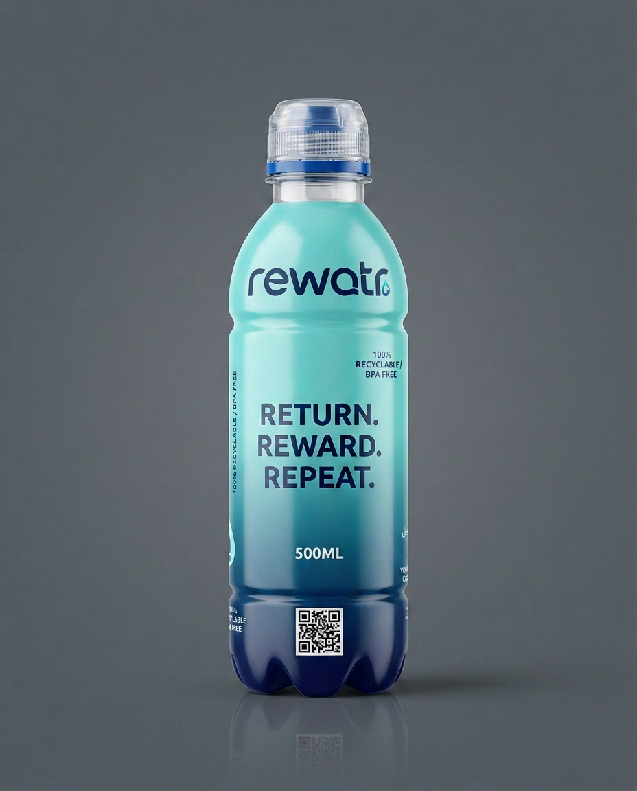 rewatr 500ml return bottle with labelled components